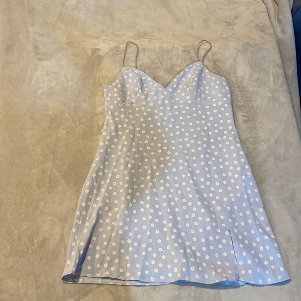 Blue sun dress with sunflower detail